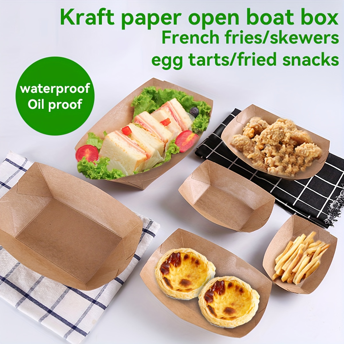 Disposable takeout plastic handle food paper container with dish