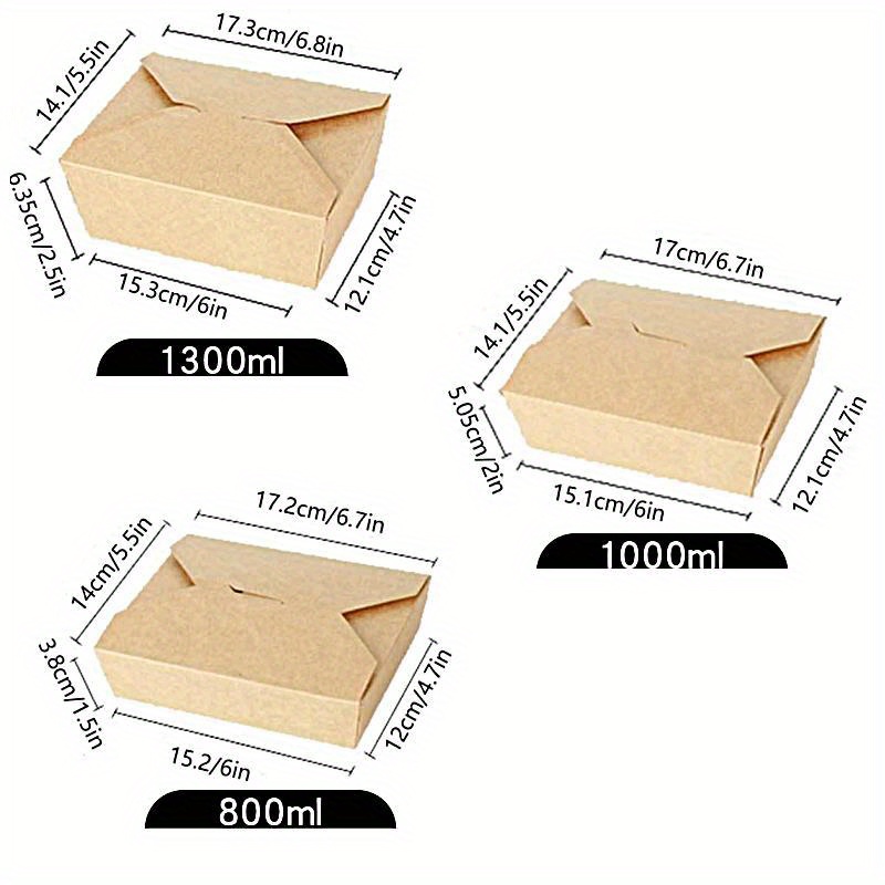 1300ml Kraft Paper Square Fast Food Box