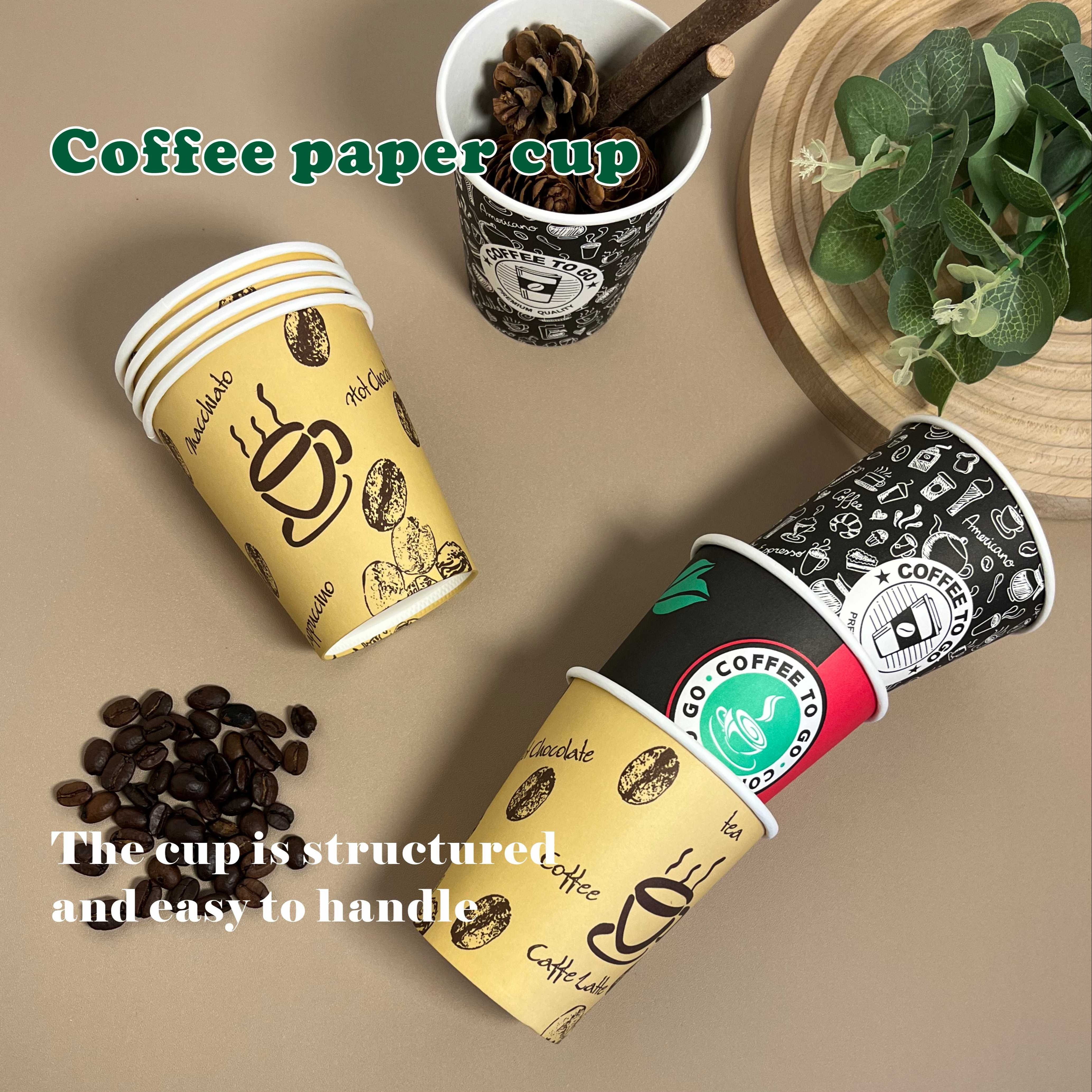 [50 Pack] Disposable Coffee Cups - 10 oz White Double Wall Insulated To Go  Coffee Cups - Kraft Paper Cups for Chocolate Tea, Espresso, and Cocoa