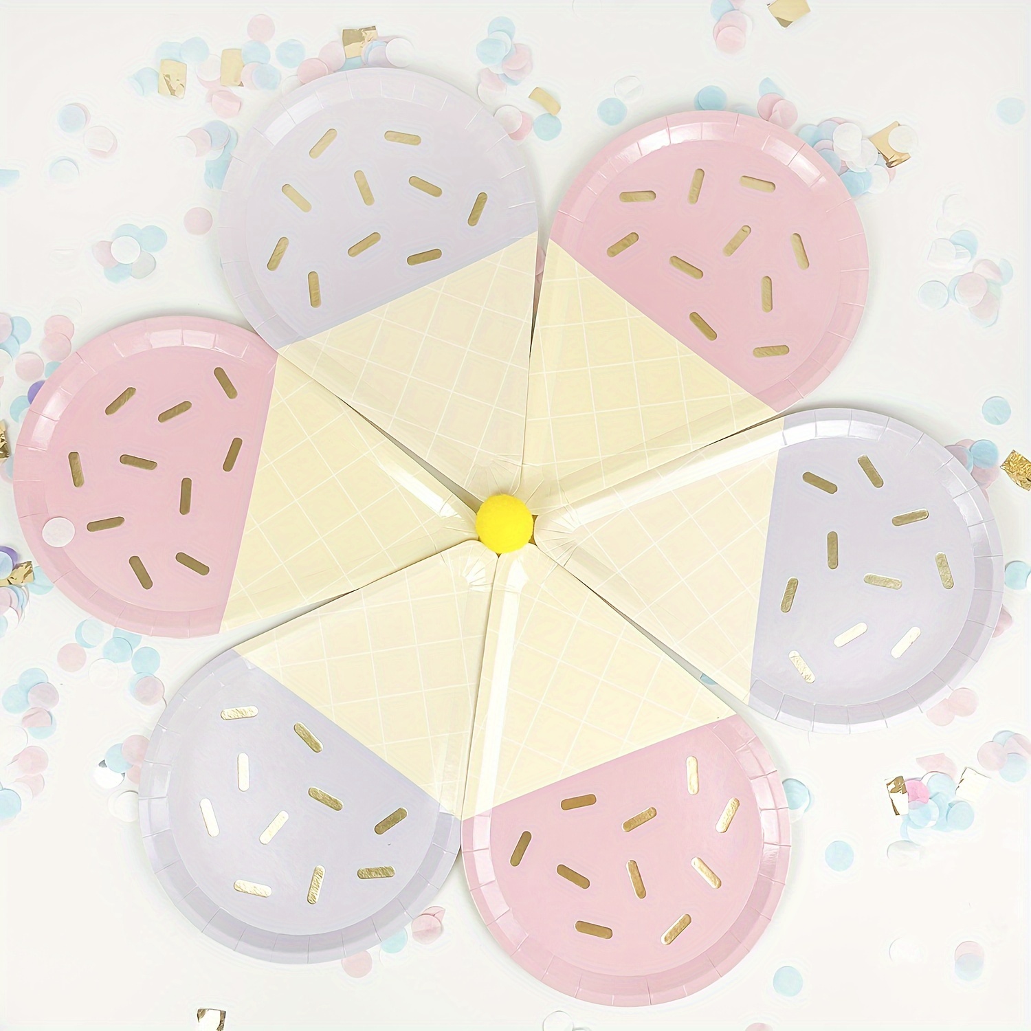 Set, Macaron Ice Cream Paper Plate Set, Ice Cream Themed Party