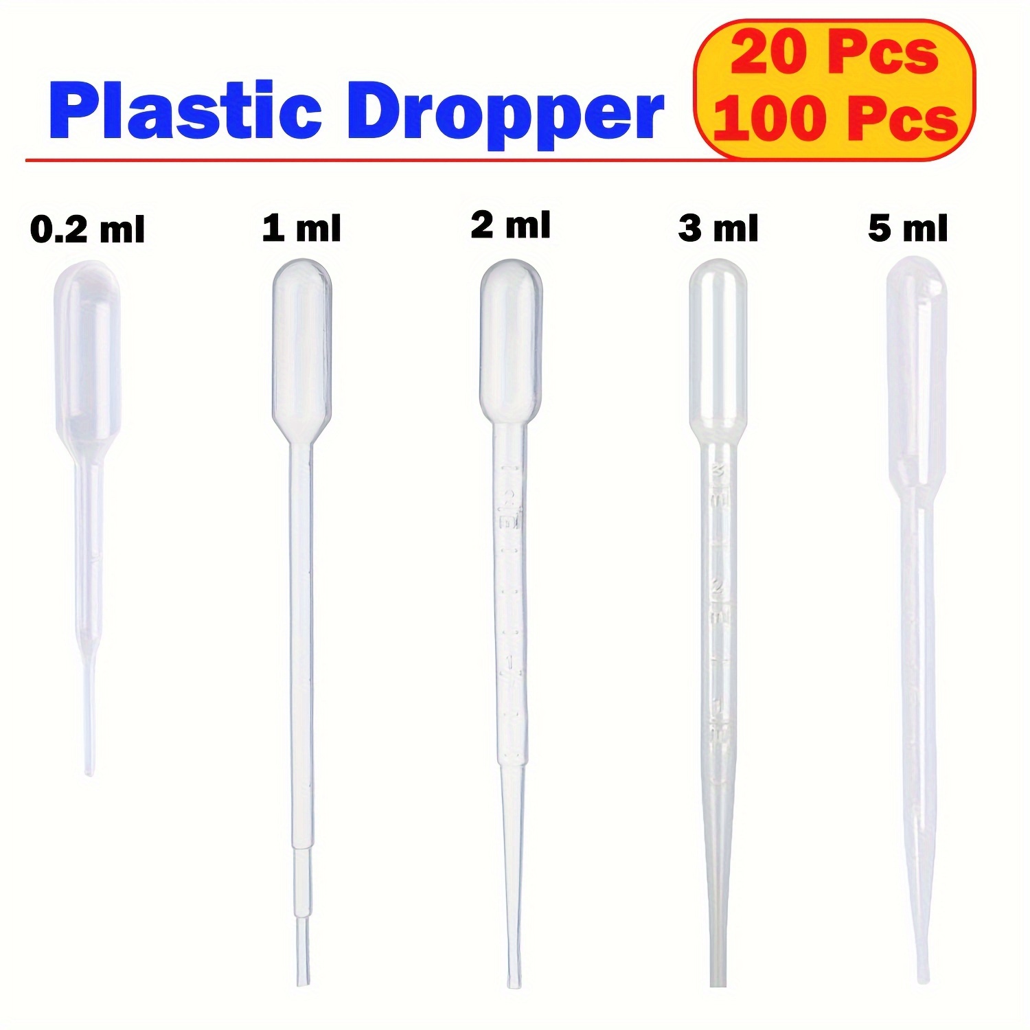 Plastique Transfert Pipette Jetable Pasteur Pipette 0.2 /0.5/1/2 /3/5 /  10ml