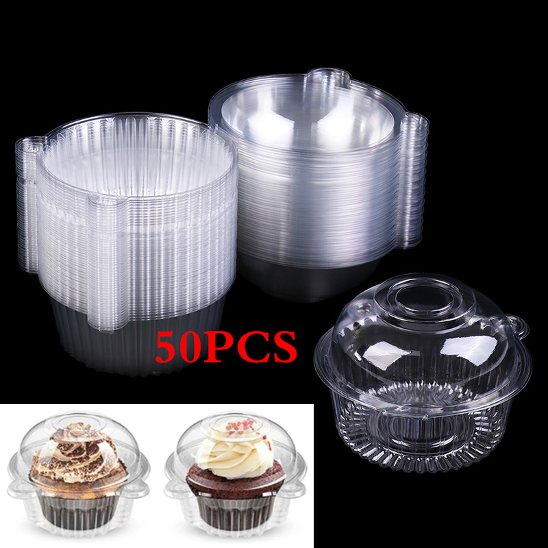 10Pcs Cat Head Puff Pastry Box Individual Cupcake Holder Clear