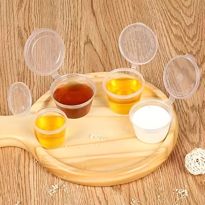 50Pcs/Set Disposable Plastic Small Sauce Food Cups Clear Sauce Vinegar Soy  Sauce Storage Containers Boxes