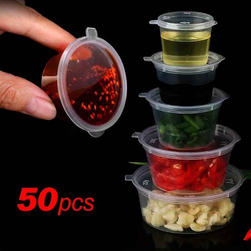New 10pcs 27/35.7ml Disposable Plastic Takeaway Sauce Cup Reusable  Containers Food Box With Hinged Lids Small Pigment Paint Box - Storage  Bottles & Jars - AliExpress