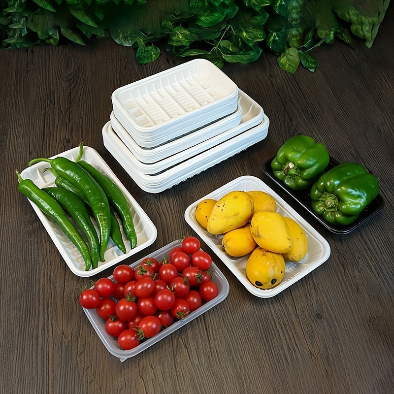 Caja de embalaje de plástico transparente desechable (50 unidades) con  tapa, cajas de plástico desechable para llevar, caja de frutas y verduras