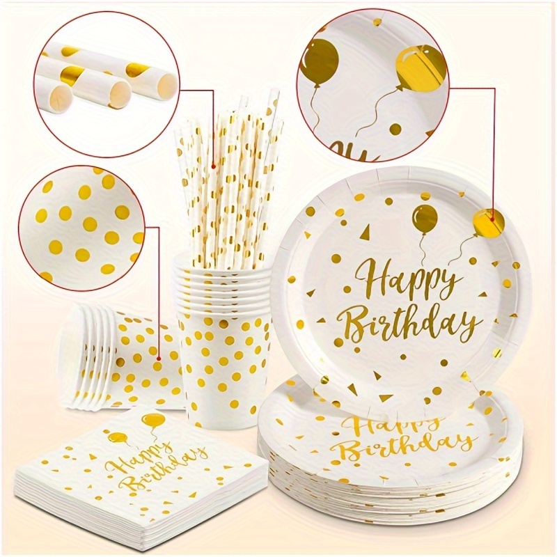 120Pcs Vaisselle Jetable Anniversaire Vaisselle De Fête Vaisselle