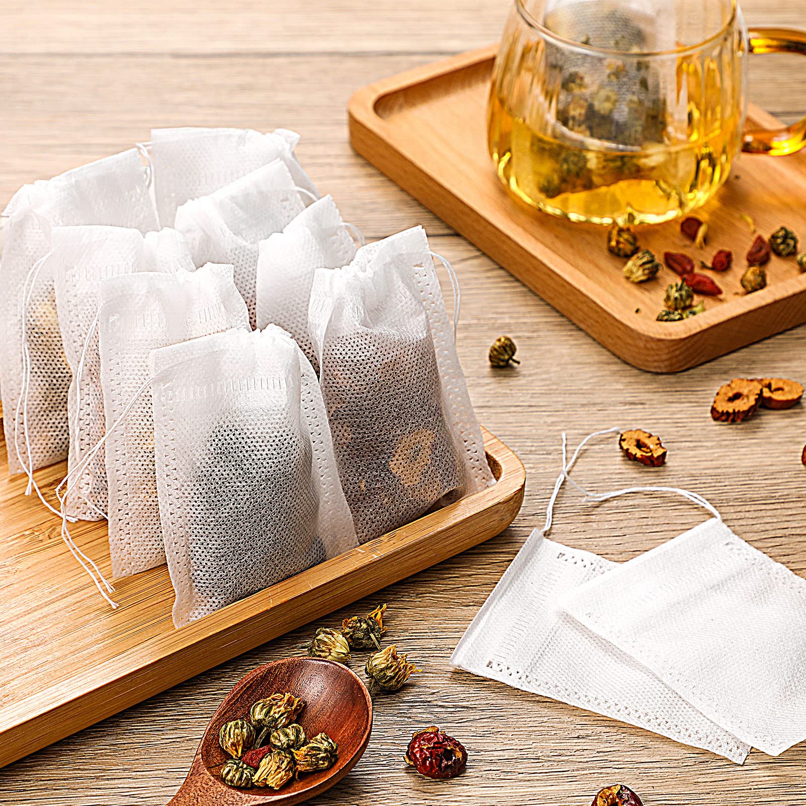 Bolsas de filtro de té, 300 bolsas de té vacías desechables, infusor de té,  bolsas de té con cordón, bolsas de té seguras de material natural, para