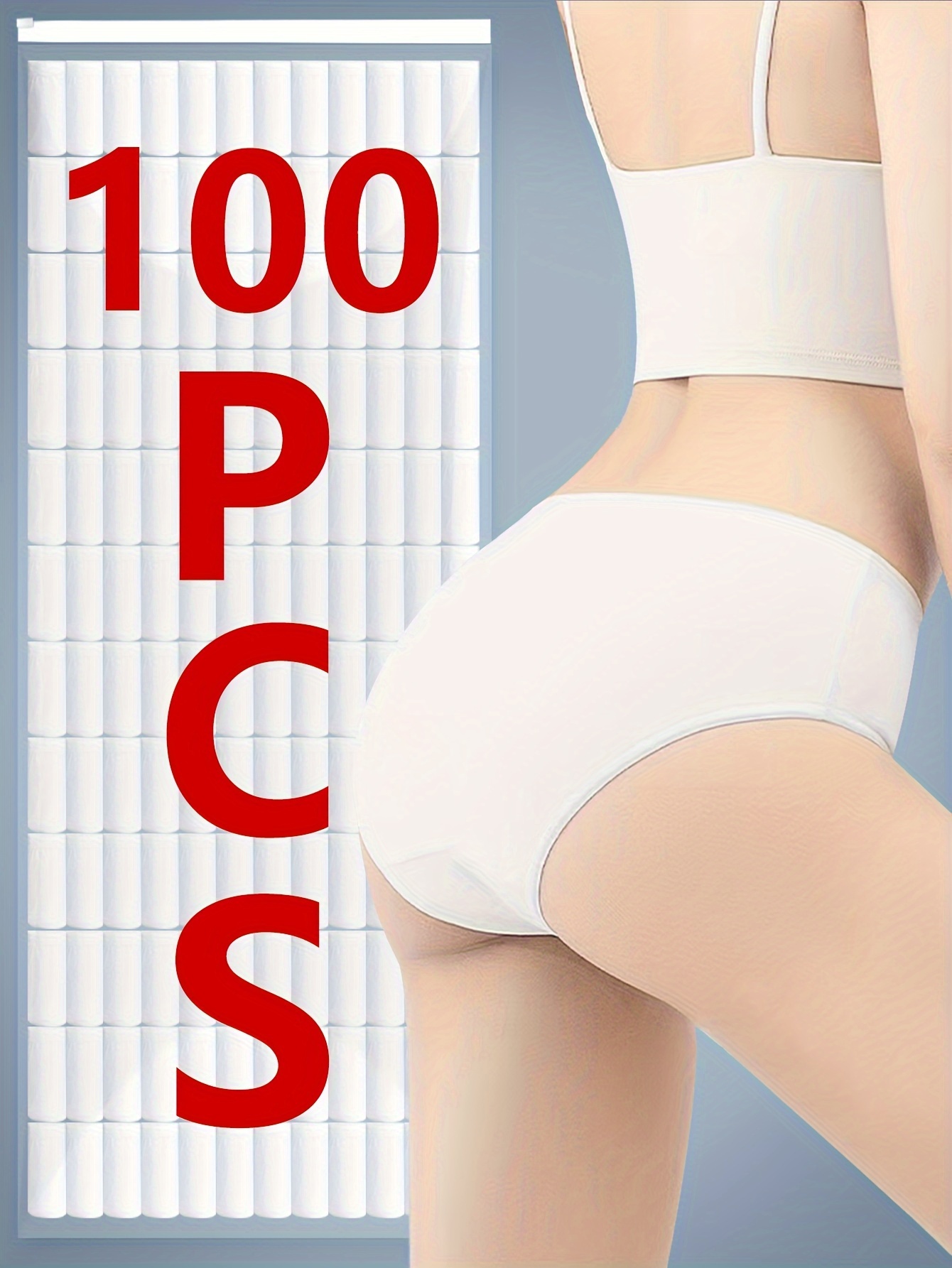 10 Pcs Simple High Waist Panties, Solid White Tummy Control Cheeky  Intimates Briefs, Women's Lingerie & Underwear
