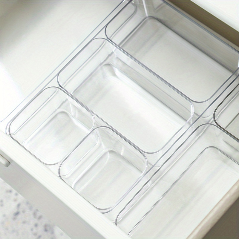 4Pack Stackable Clear Drawer Organizer Bins, Bathroom Organizers, Clear  Plastic Storage Bins For Bedroom, Office, Home School, Undersink Organizer