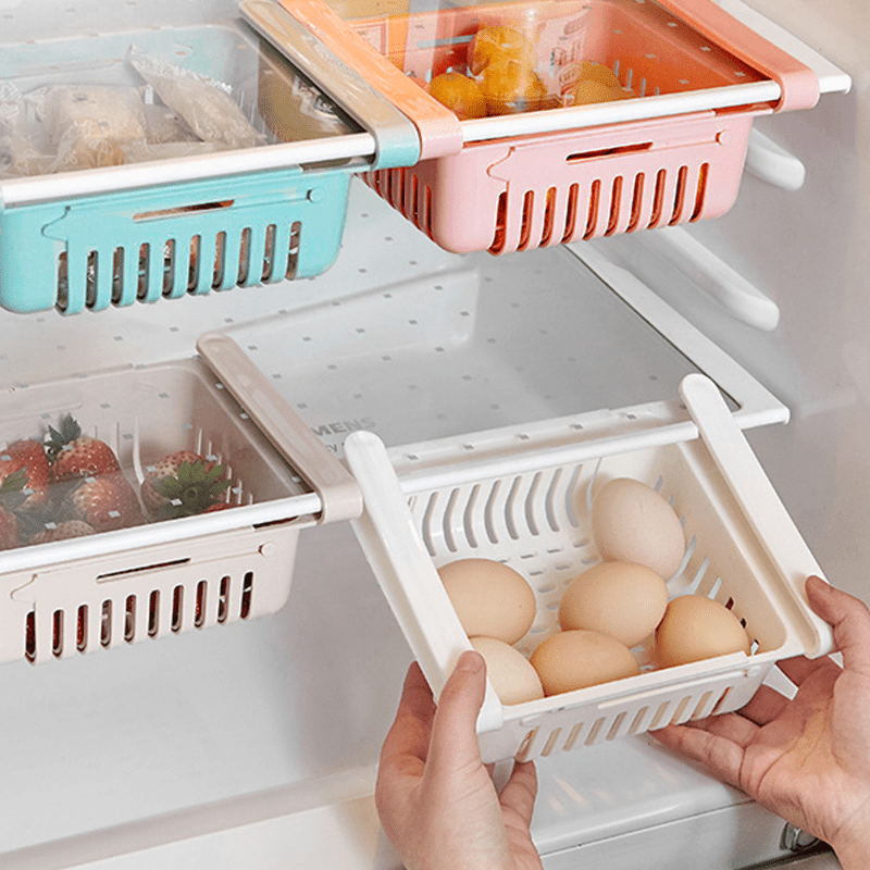  Organizador de cajones para nevera, refrigerador deslizante  transparente de plástico, cajón extraíble, caja de almacenamiento de  alimentos debajo del estante para la mayoría de refrigeradores (frutas :  Hogar y Cocina