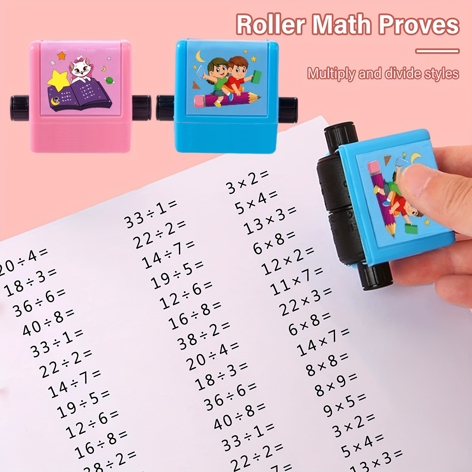 4PCS Smart Math Roller Stamps,Teaching Stamps for Kids,Math