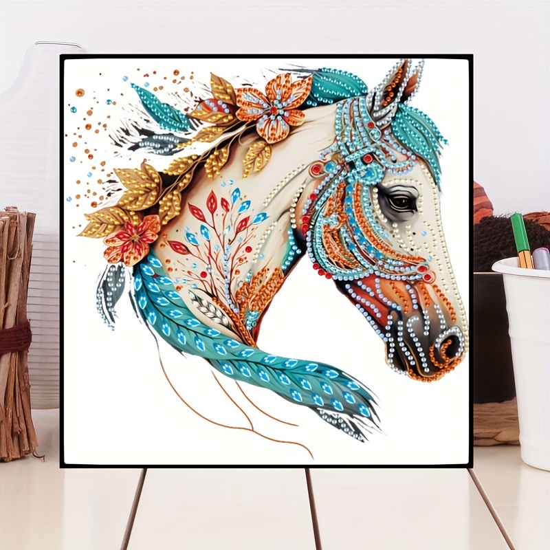  5D Adult Diamond Painting Kits,Running Stallion Diamond  Painting American Saddlebred Suitable for Beginners and Handmade DIY  Holiday Gift or Room Bedroom Decor 16x20inch