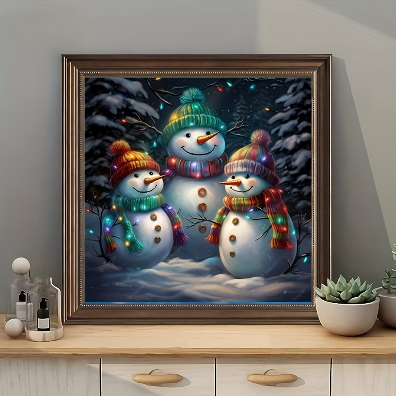 Christmas DIY Diamond Painting Kits for Adults,Friends of The Forest 5D  Snowmen Full Round Rhinestone Drill Kits Cross Stitch Mosaic Art for Home  Wall