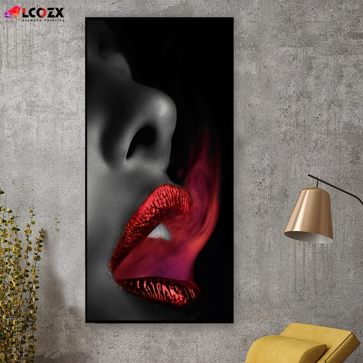 5d Diy Artificial Diamond Painting Dollar Lip Diamond Painting For Living  Room Bedroom Decoration - Temu