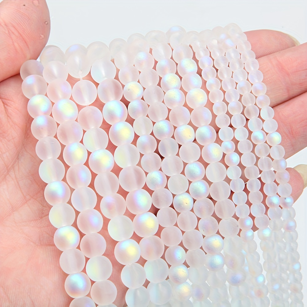 Frosted Mystic Aura Quartz Loose Bead,round Rainbow Synthetic Mermaid Beads,glass  Beads for DIY Bracelet Jewelry Making 6mm 8mm 10mm 12mm 