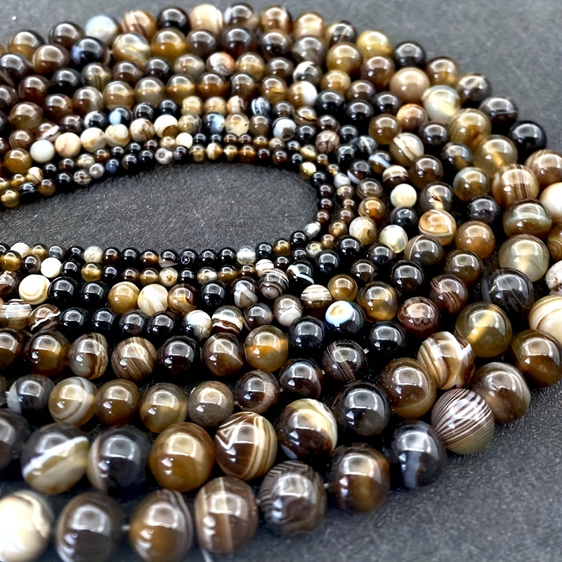 1strand Round Smoth Gem Beads Black Striped Malachite - Temu