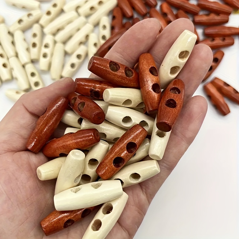 60pcs Wooden Toggle Buttons Brownl Wooden Button in Sewing for