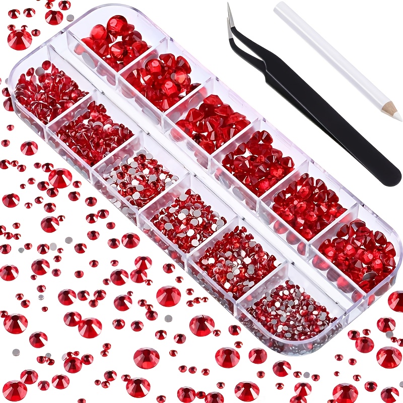 Kit De Diamantes De Imitación Para Uñas Rojas Múltiples - Temu