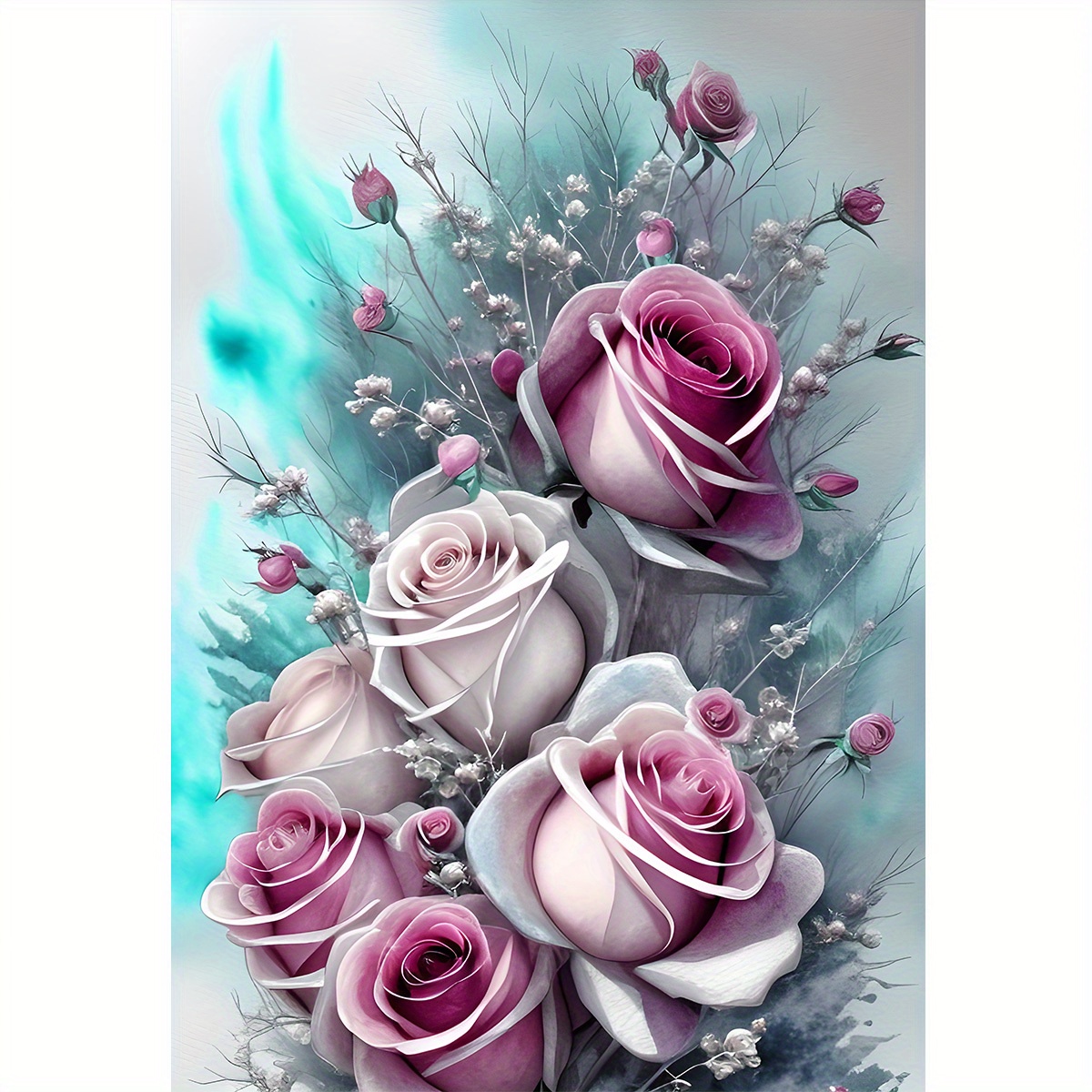 Comprar Cuadro de pintura de diamante 5D de rosa colorida, mosaico redondo  cuadrado completo, flores de diamantes de imitación, punto de cruz, bordado  de decoración de pared Diy