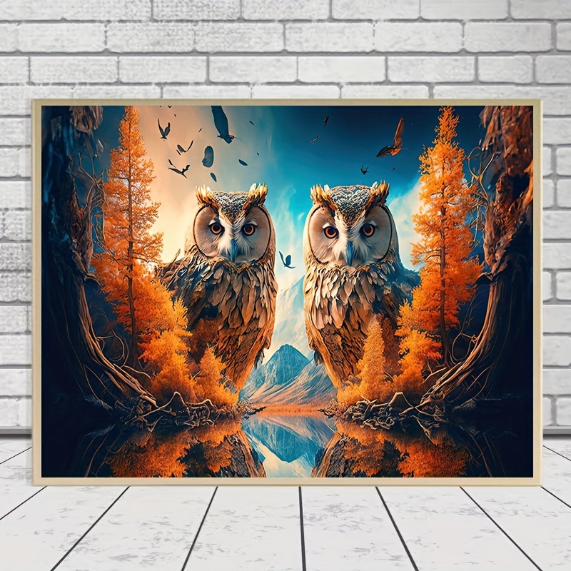 1pc 5D Artificial Diamond Painting Set Owl Pattern DIY Diamond Painting  Frameless Decor Gifts