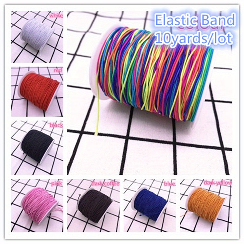 Cuerda elástica multicolor de 109 yardas de 0.079 in, cuerda elástica hecha  a mano para coser y pulseras, collares, fabricación de joyas