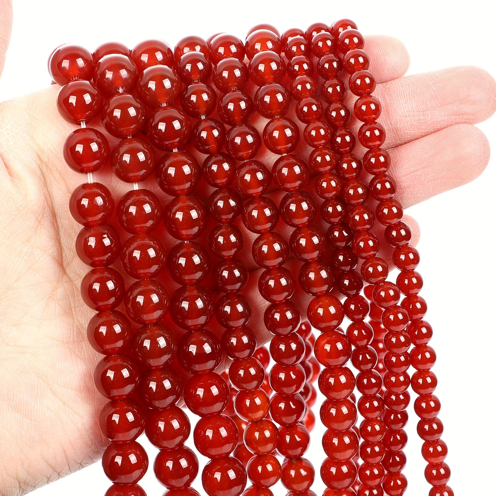 50pcs 8mm DIY Imitation Agate Dark Red Beads Handmade Partition Beads  Decorative For Necklace Bracelet Anklet Clothing Jewelry Making Craft  Supplies