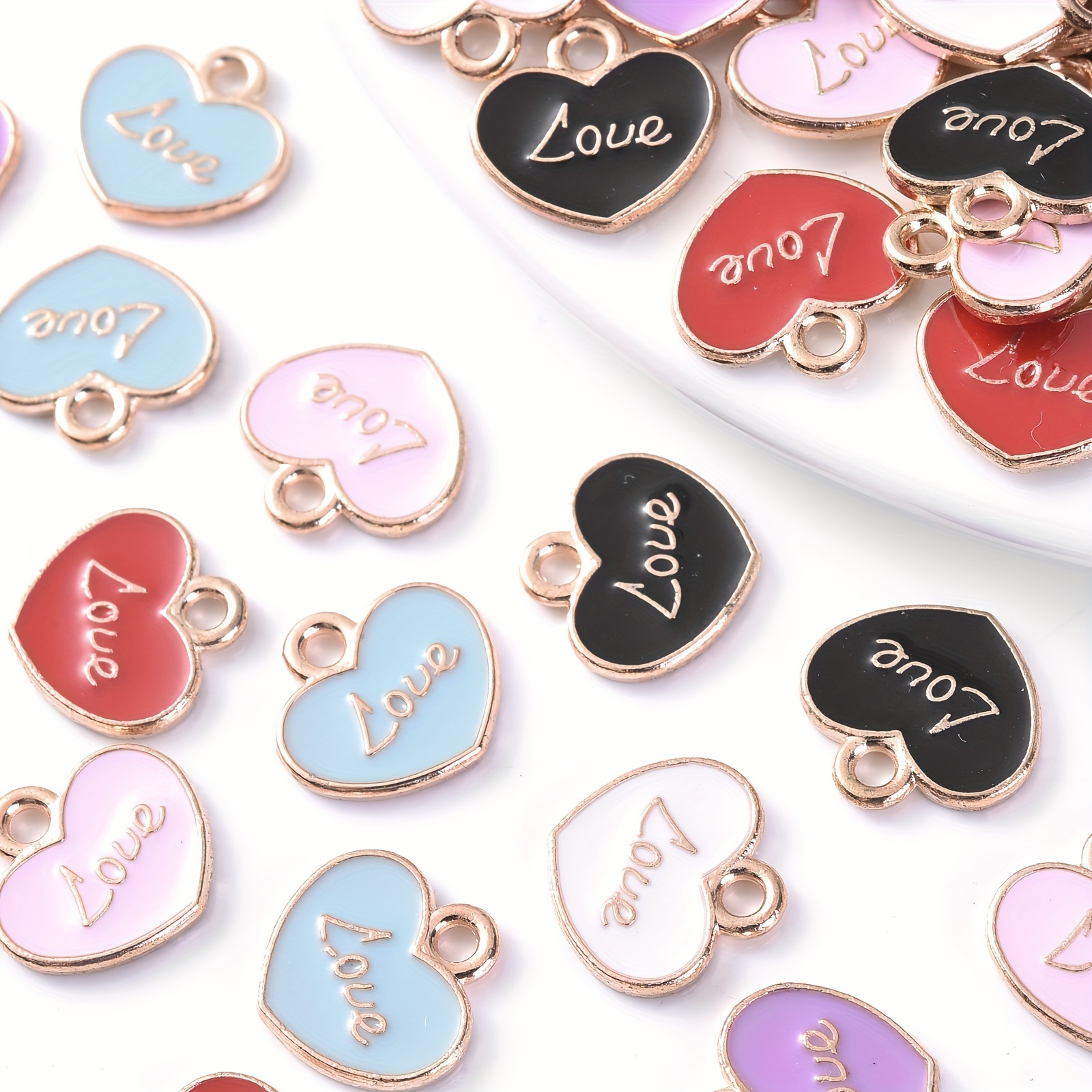 60 Pieces Heart Charms Alloy Charms for Jewelry Making Glitter Mini Heart Pendants for DIY Mother's Day Valentine's Day Earring Bracelet Necklace