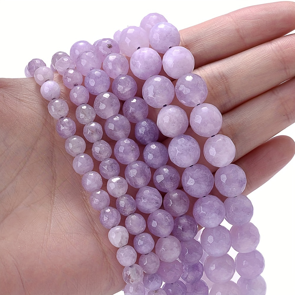 Amethyst Glass Beads Purple Round Energy Stone Handmade - Temu