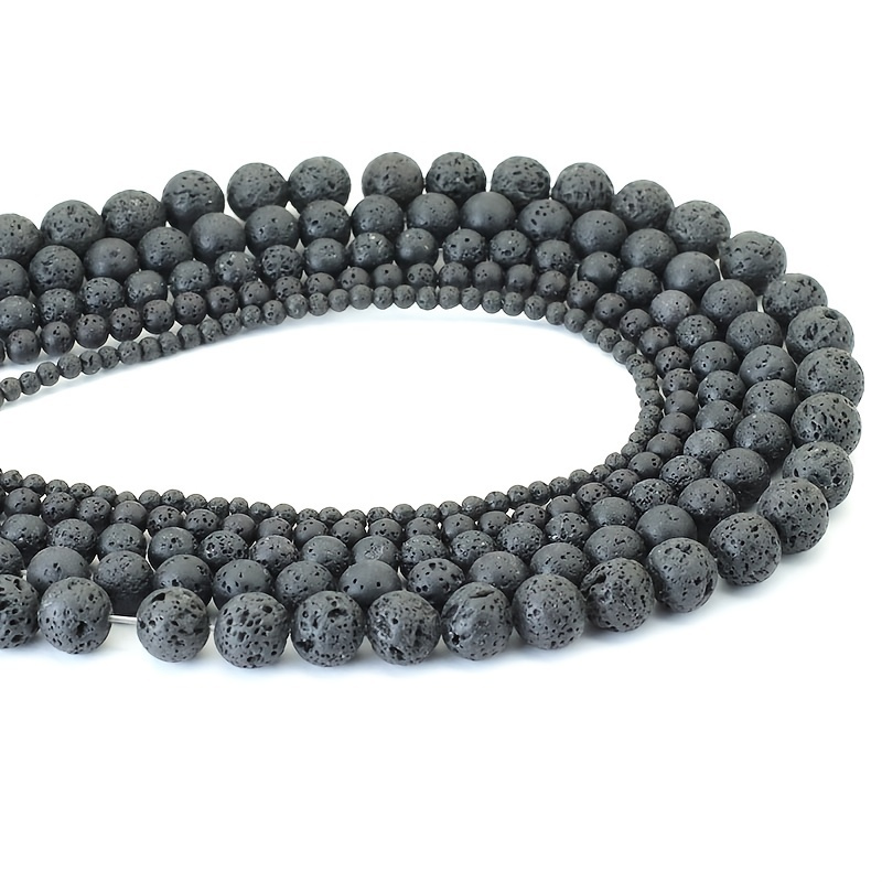 Natural Black Rose Golden Hematite Lava Stone Round Beads - Temu