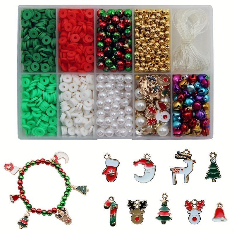 Christmas Clay Beads Bracelet Kit, Friendship Bracelet Making Kit, Letter  Beads Charms, Red White Green Clay Beads Kit, For DIY Jewelry Making