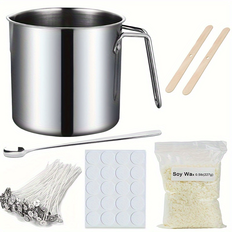 Candle Making Kit Supplies,DIY Craft Tools Including Candle Make Pouring  Pot, Sticker, 1-Hole Wicks Holder, Soy Wax And Spoon Candle Jar Warning  Stick