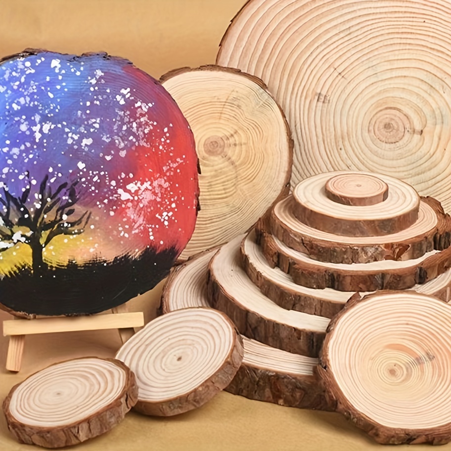 20pcs DIY Wooden Round Wooden Pieces Wooden Boards Home Decoration  Students' Handmade Accessories DIY Drawing Graffiti Wooden Round Pieces