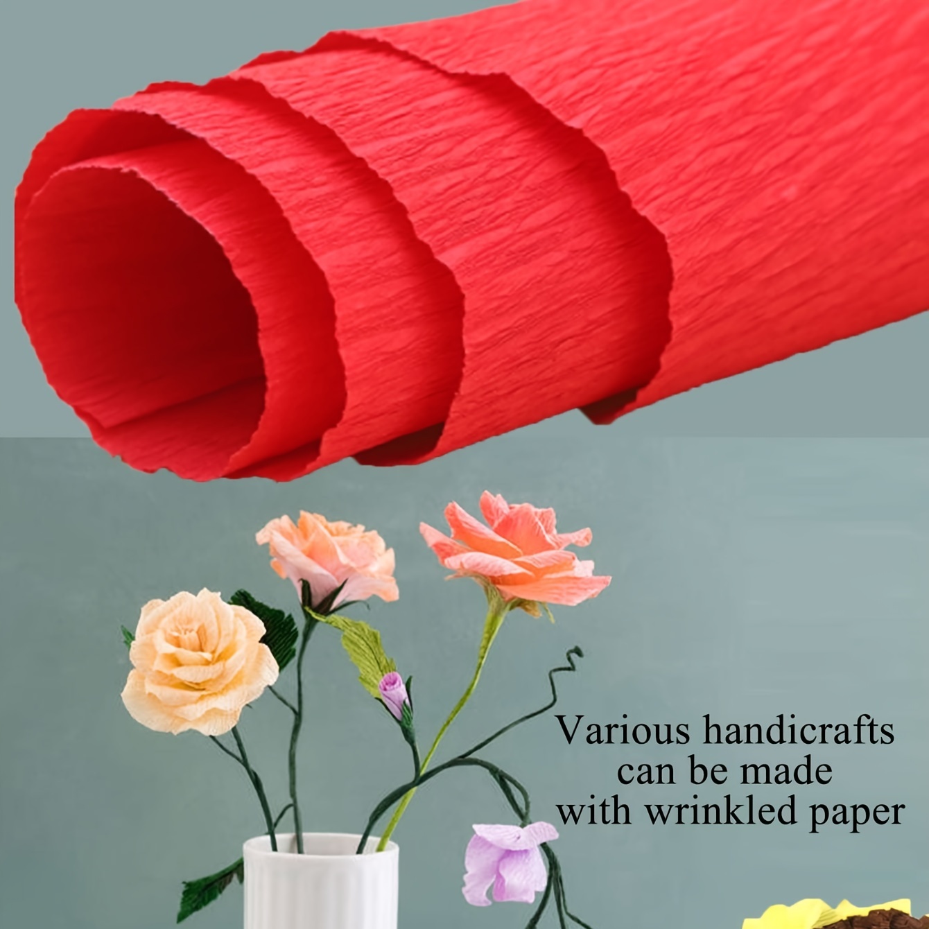 2Pcs 250x50cm/Sheet High Quality Crepe Paper Streamers- Crepe Paper for  Flower Making- Crepe Paper for Giant Flowers-Flower Wrapping Paper