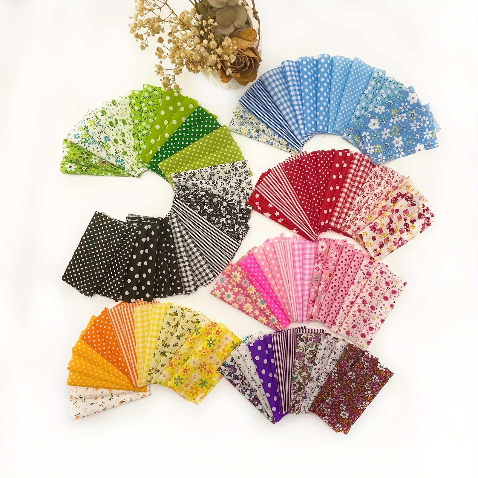 Cotton Quilting Fabric Misscrafts 50pcs 8 x 8 (20cm x 20cm) Craft  Supplies Top Fat Quarter Bundles Floral Precut Fabric Square for DIY Craft