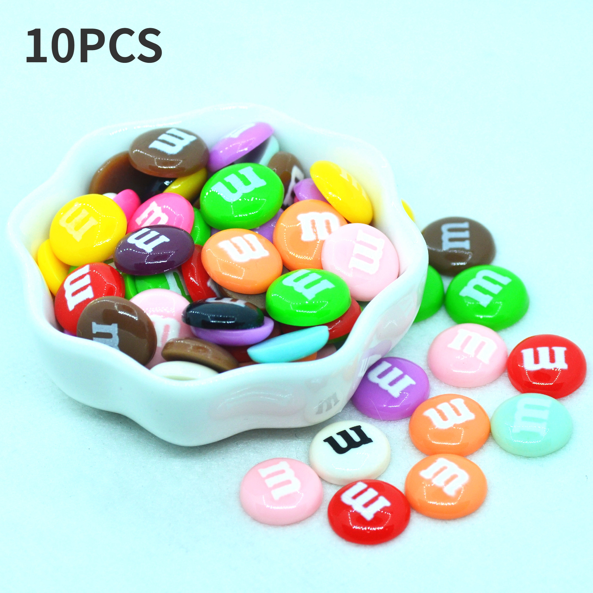 30pcs MM Mixed Fake Chocolate Candies Charm Flatback Faux 