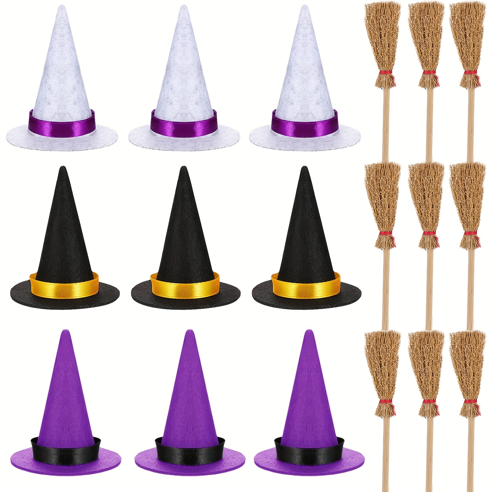 Mini balai de sorcière en paille avec pendentif étoile de cristal,  décorations pour Halloween Wicca autel