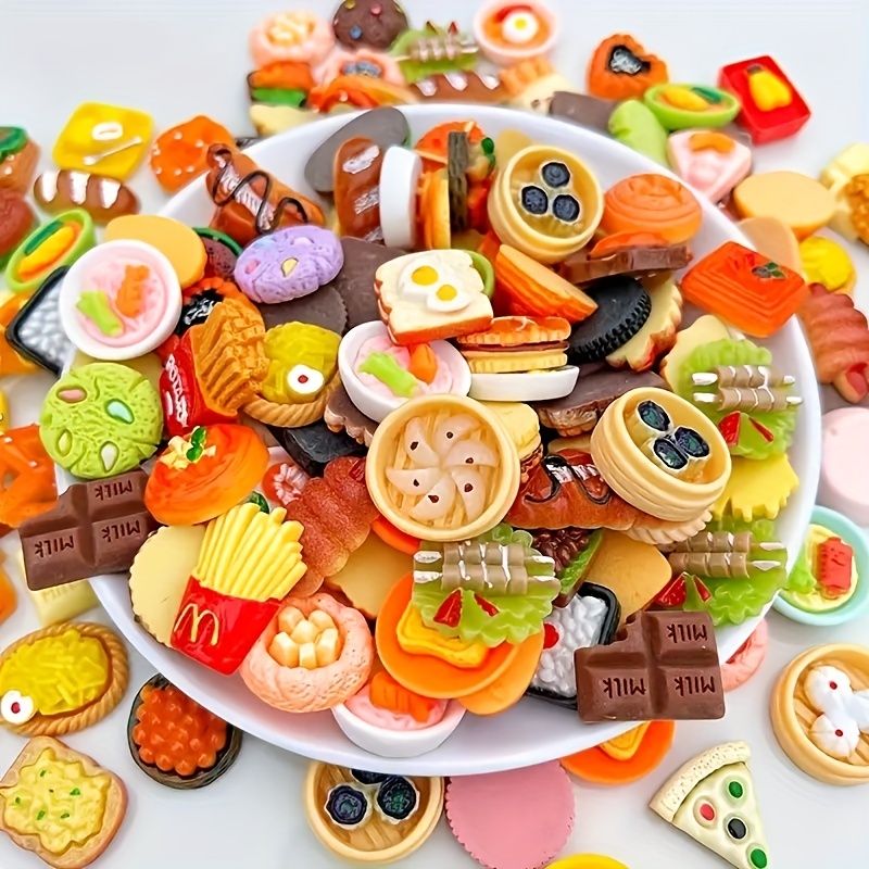 30Pcs/Set Mini Kawaii Mix Resin Food Charms Necklace Donut Cake Ice Cream Pendant for DIY Decoration