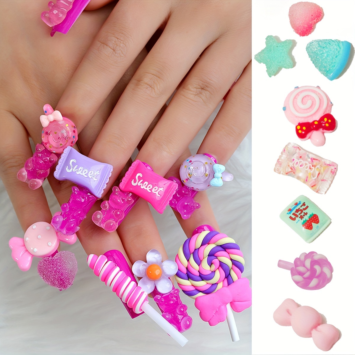 Kawaii Nail Art Charms - 3D Candy Nail Gems Manicure Art Decorations 30pcs  Sets