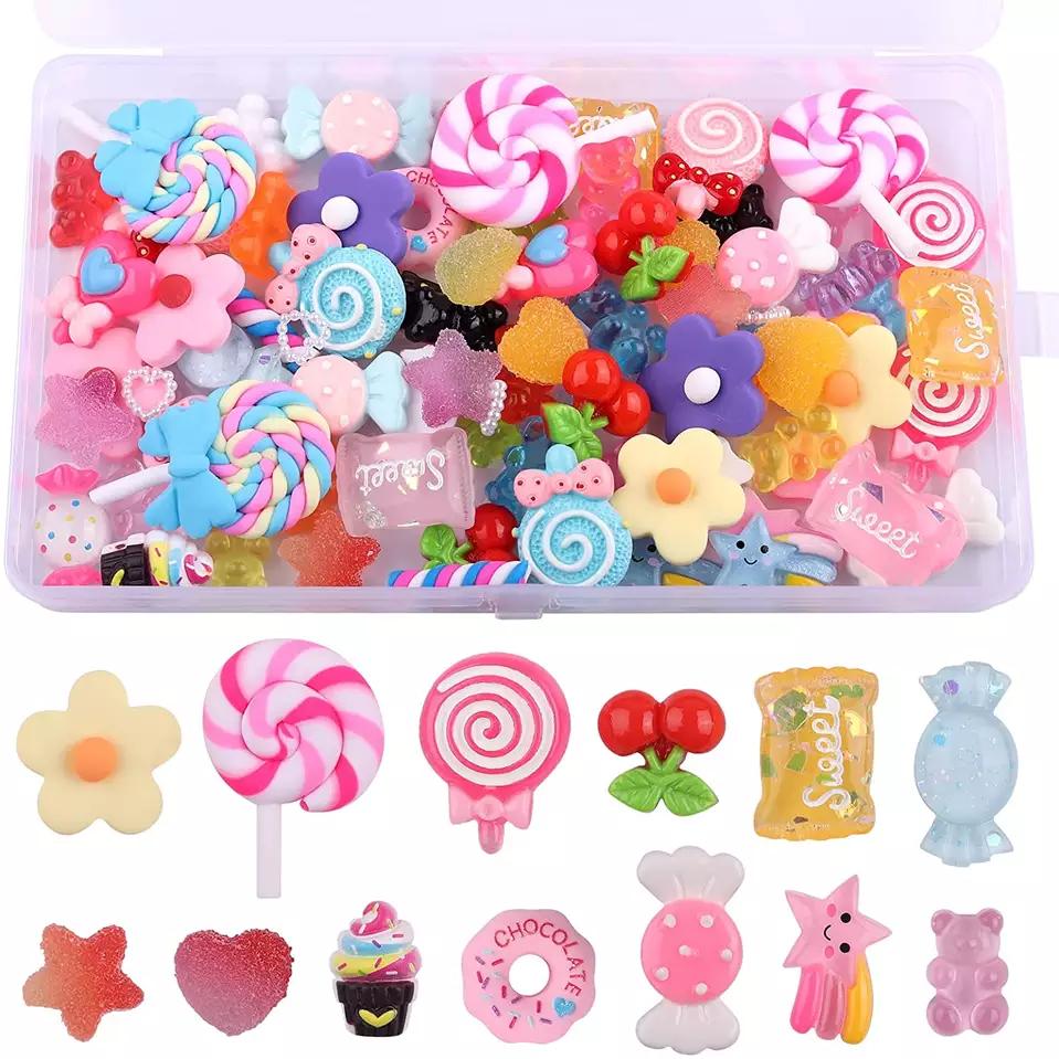 15Pcs Simulated Sweet Heart Candy Charms for Slime DIY Polymer