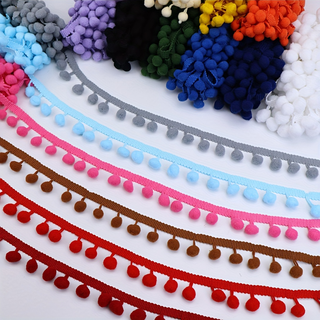  5Yards 10mm Mix Color Pom Pom Trim for Sewing-Pom Pom Trim by  The Yard-Rainbow Pom Pom Ball Fringe Trim Ribbon Sewing 5 Yards-Pom Pom Trim  Ball Fringe Ribbon Sewing Lace Sewing