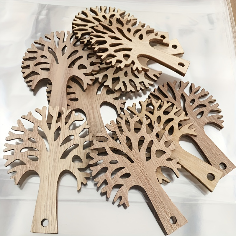 20pcs 12CM Bois Embellissements Arbre de Vie en Bois Naturel pour