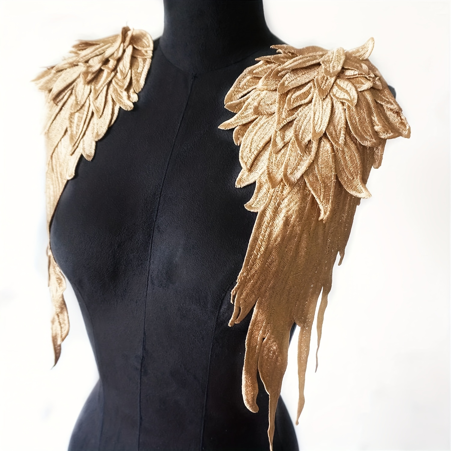 2 parches de plumas con alas de tela bordada, parche grande para el hombro,  parches de costura para bricolaje, disfraz de Halloween, ropa, jeans