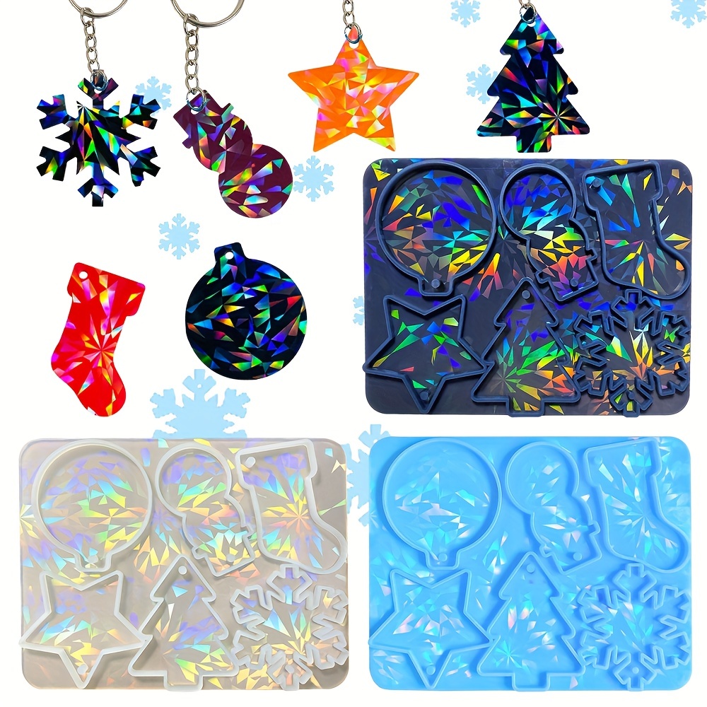 Holographic Coaster Mold silicone Round Christmas Tree - Temu