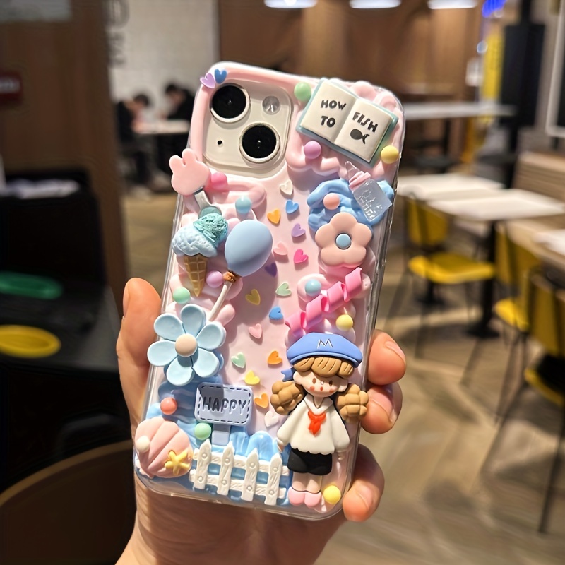 🧁【Whipped Cream Glue Phone Case DIY & Polymer Clay Miniature】Tutorial For  Beginners. Art & Craft 