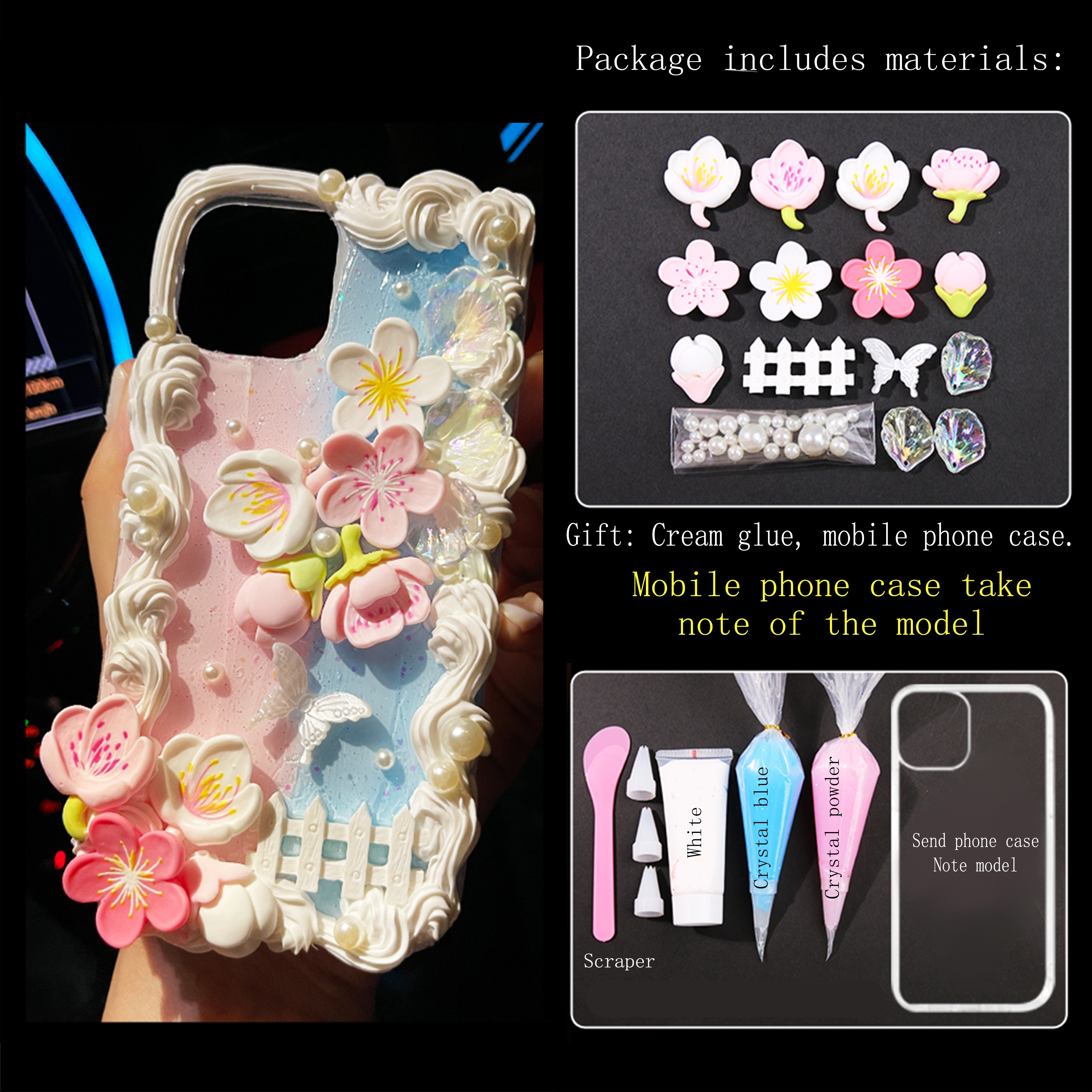 🧁【Whipped Cream Glue Phone Case DIY & Polymer Clay Miniature】Tutorial For  Beginners. Art & Craft 