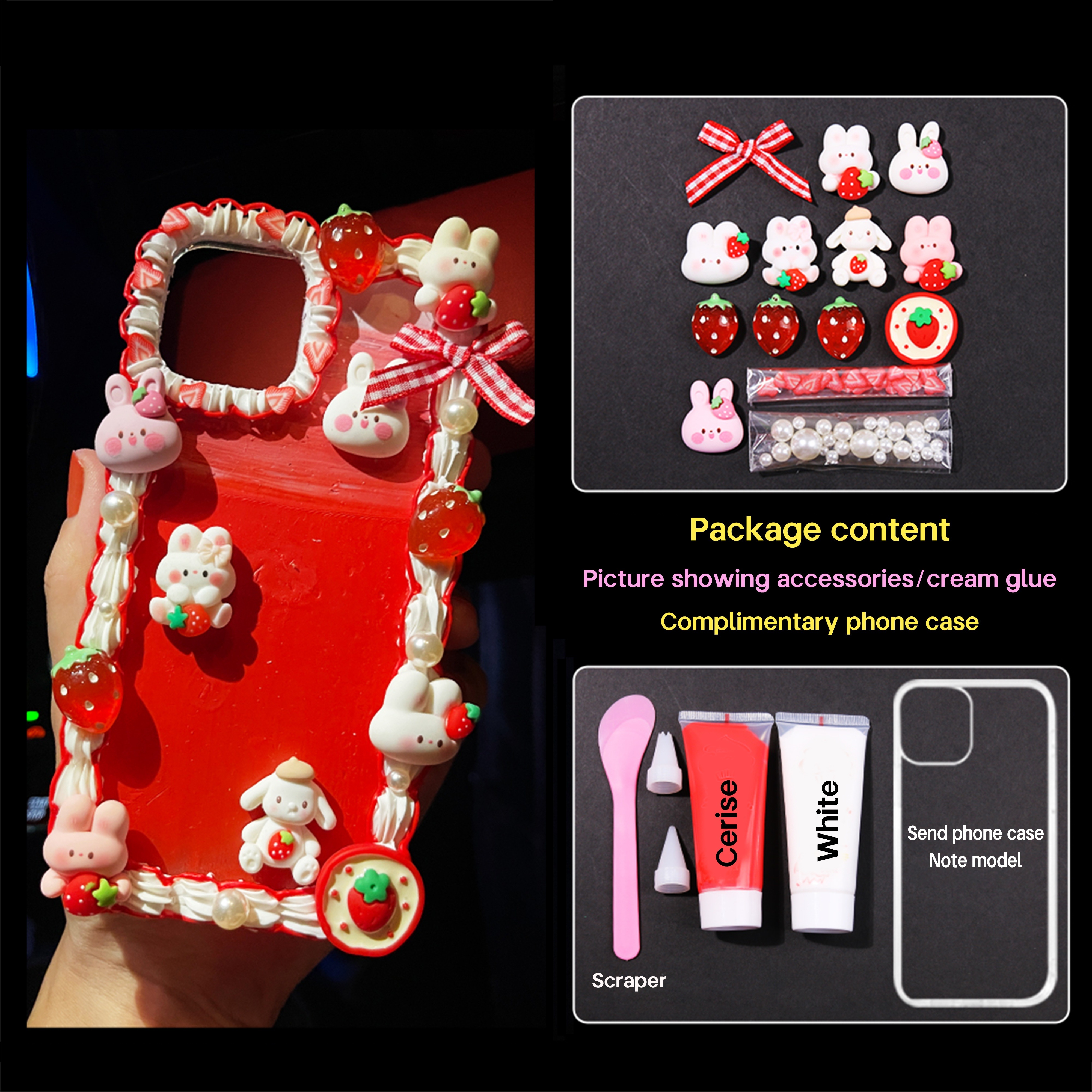 Cream gel phone case diy material kit handmade Christmas resin cartoon –  stepdiy
