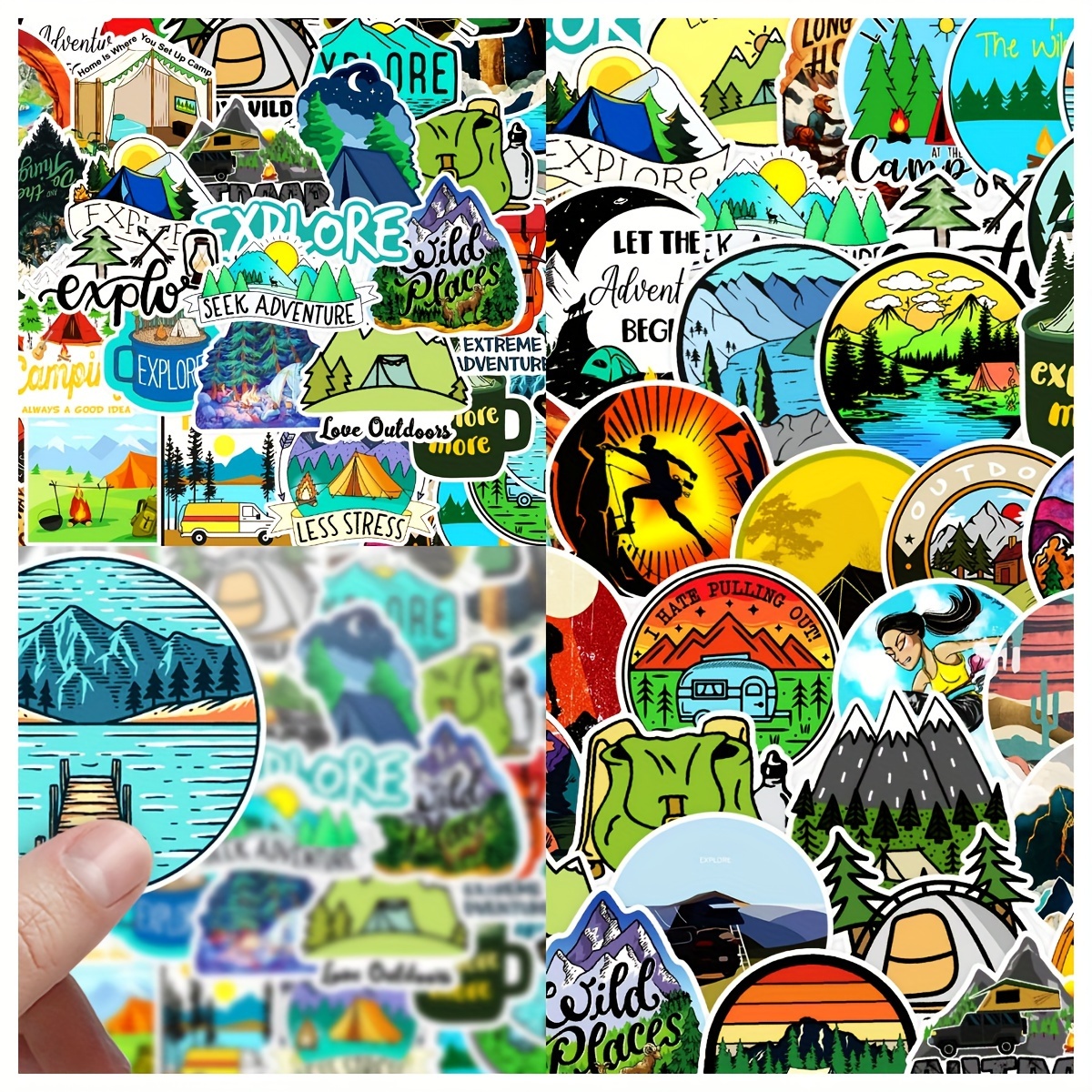  Stickers for Water Bottles Outdoor, Nature Stickers Camping  Stickers Adventure Stickers for Yeti Stickers for Cooler Stickers and Decals  Waterproof Vinyl Stickers for Teens Boys Kids,Girls 50Pcs : Electronics