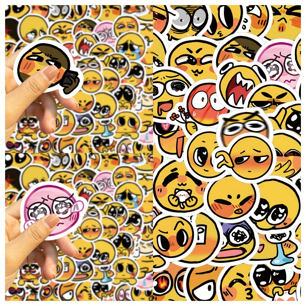 60pcs Funny Face Expression Stickers Pack Laptop Bottle Cup