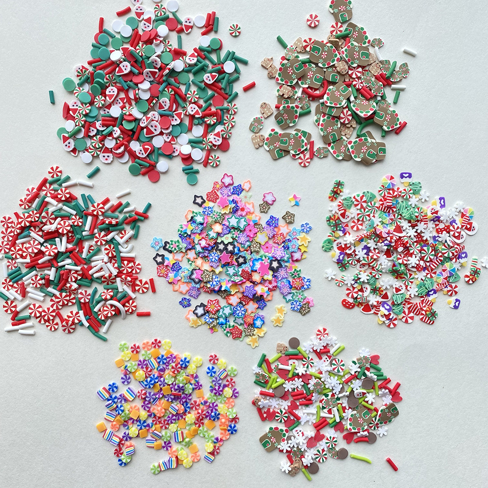 Red Green Christmas Fake Sprinkles with Snowflake Fimo Funfetti