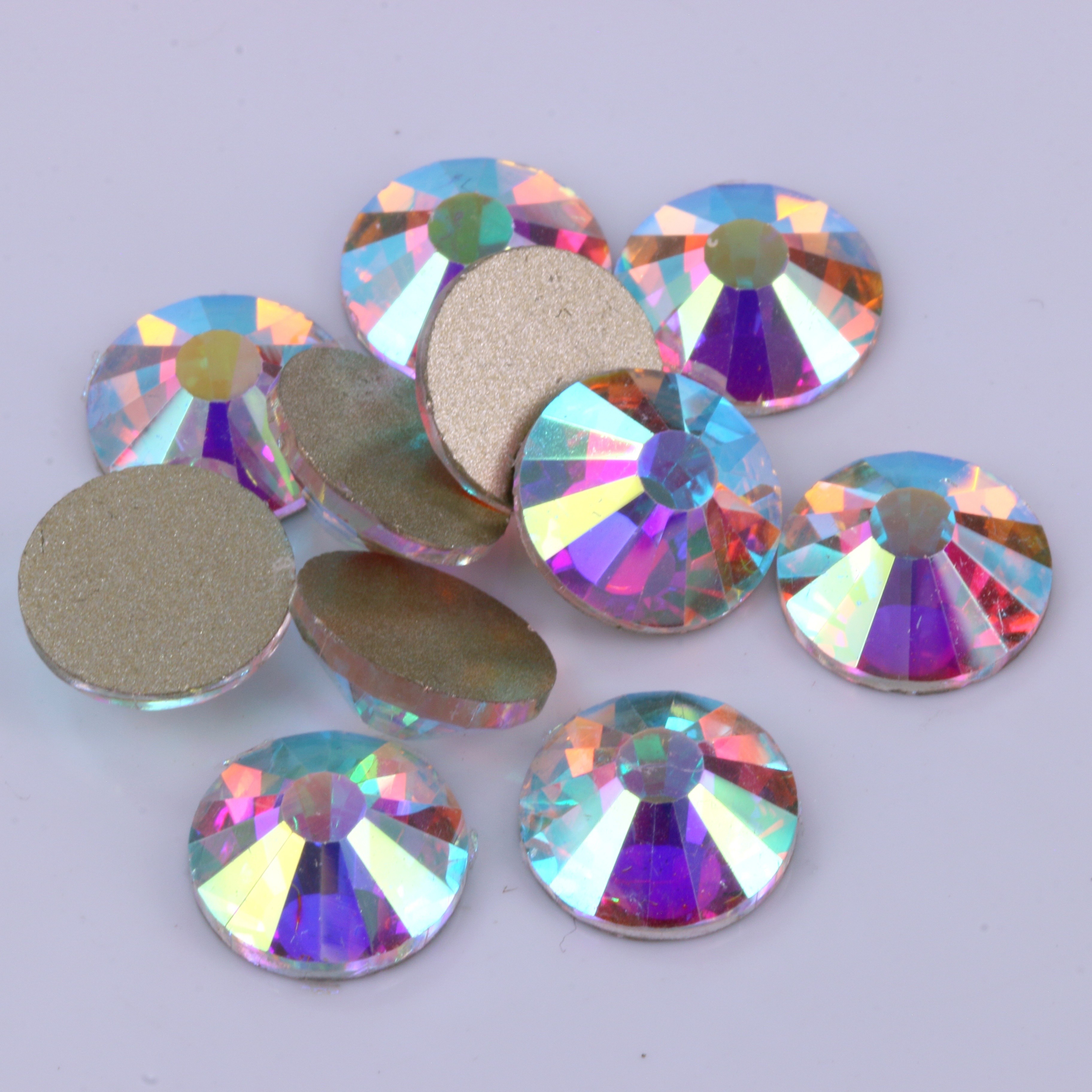Mixed Size Round Fatback Glass Crystal Ab Sew On Rhinestones - Temu